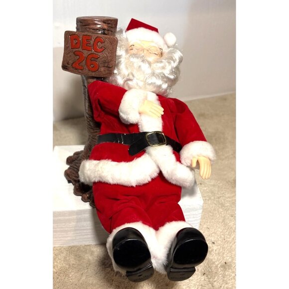Telco Sleeping Santa Claus by a Tree With Dec 26 Sign 10" Tall 1989 Vintage READ - Picture 2 of 10